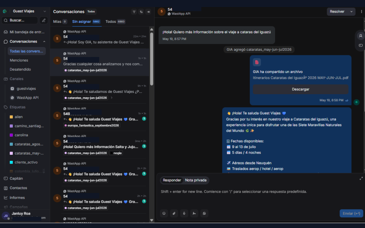 Sistema conversacional WhatsApp con IA